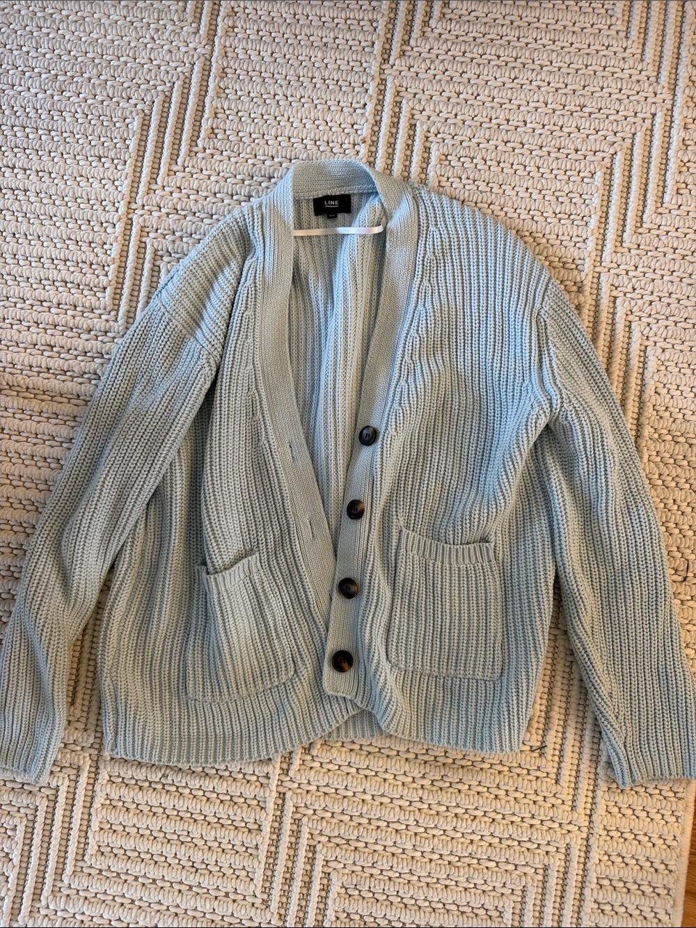 Powder Blue Chunky Ribbed Button Cardigan